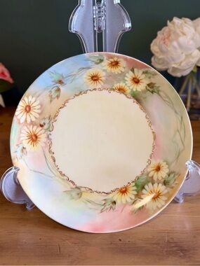 Antique Haviland France Hand Painted Floral Plate Gold Trim